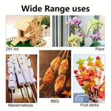 100/80/50/40/20pcs Options 15cm/20cm/25cm/30cm Bamboo Skewers, Flower Bouquet Sticks, Snack Picks, Ideal For Grilling Meats & Vegetables, Suitable For Outdoor Camping, Backyard BBQ Parties, And Catering Events - Apricot - View 8