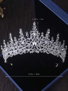 High End Luxury Crown Necklace Earring Set, Bridal Wedding Dress Accessories, Wedding Necklace, Wedding Accessories, High-End And Atmospheric Banquet Banquet, Birthday Crown Necklace Earring Three Piece Set - 皇冠+項鍊+耳環套裝 - 查看 2