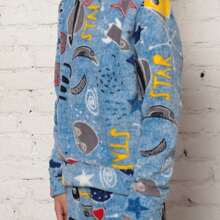 ***Check The Measurements Carefully*** Children's Pajama Set/Fleece Ultra Soft/Boy, Unisex. - Blue - View 4