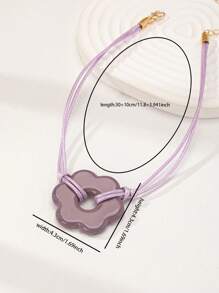 1pc Handmade Glass Flower Choker Cord Necklace For Women (Colors And Patterns Are Random) - Purple - View 3