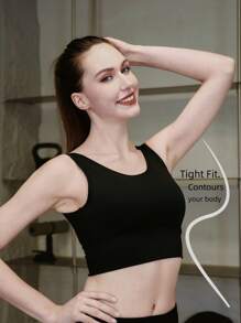 WOMEN'S SPRING SUMMER SPORTS BRAS - WIRELESS, PADDED, BREATHABLE AND COMFORTABLE WITH HEEL DESIGN FOR YOGA, FITNESS AND RUNNING - Black, Curry Brown, Gray, Green, Brown Sports Accessories - Black - View 1