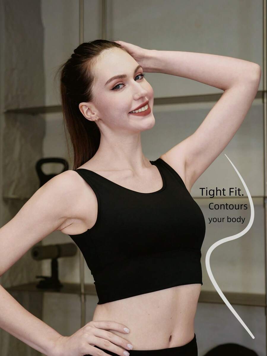 WOMEN'S SPRING SUMMER SPORTS BRAS - WIRELESS, PADDED, BREATHABLE AND COMFORTABLE WITH HEEL DESIGN FOR YOGA, FITNESS AND RUNNING - Black, Curry Brown, Gray, Green, Brown Sports Accessories - Black - View 1