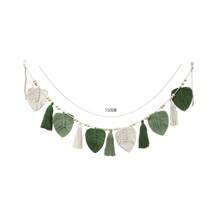 1 szt. makrama ścienna, dekoracja w formie zasłony w stylu boho, ręcznie tkany gobelin z liści, narzuta ścienna na wezgłowie łóżka