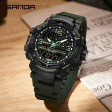 SANDA. SANDA Luxury G Series Shock-Resistant Men's Electronic Watch, Outdoor Sports LED Pointer/Digital Dual Display Chronograph, Military Dual Display, 50M Water Resistant - one-size - View 4