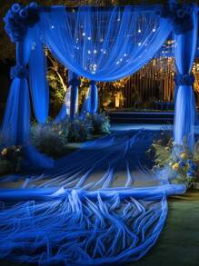 1件皇家蓝雪纺面料,婚礼雪纺装饰,适用于摄影背景、婚礼派对、订婚、仪式、舞台装饰、新娘送礼会、婴儿送礼会、周年纪念/生日派对、婚礼拱门装饰 - 派对横幅、彩带、纯色透明背景,适用于户外派对用品、天花板悬挂、仪式接待、桌布和桌旗装饰、派对桌布 - 寶藍色 - 查看 3