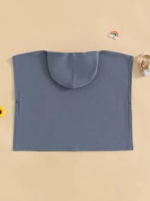 Traje de baño para niños, toalla de baño con capucha para niños pequeños, ropa de playa sólida para niñas y niños - Azul - Ver 2
