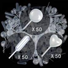 50pcs Disposable Plastic Transfer Pipettes, Round & Heart Shaped Squeeze Pipettes, Suitable For Silicone & Epoxy Resin Molds, Jewelry Making DIY - Multicolor - View 10