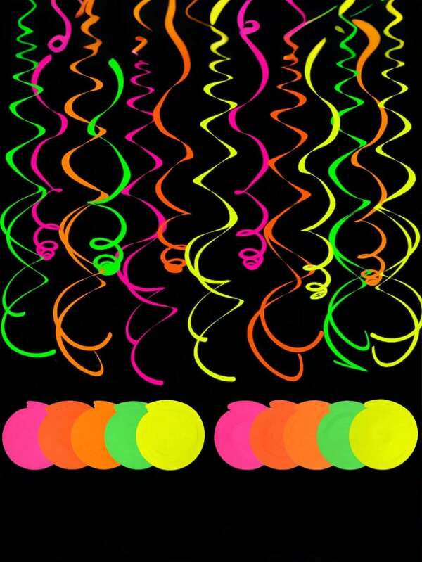 10pcs Hanging Swirl Decorations, Party Spiral Streamers Neon Spiral Ribbons, Glow Fluorescent Paper Decorations, Luminous Glow Spiral,Fluorescent Paper Birthday Hanging Decor, Happy Birthday Paper Spiral Garlands Party Supplies, Indoor Ceiling Decoration,For Festivals, Weddings, Birthday Party Themes,Birthday Parties, Weddings, Concerts/Music Festivals, Holidays,Can Be Hung On Roofs, Walls, Balloons, And Used For Various Party Occasions