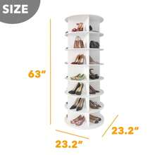 Zapatero giratorio de 360°, zapatero giratorio de 7 niveles para armario y entrada, 28 espacios para zapatos, bolsos, juguetes, libros, etc. - Blanco - Ver 2