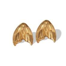 1 Pair Stainless Steel Minimal Chic 18K Plated Starfish & Shell Studs Earrings, Suitable For Party, Date, Office Wear