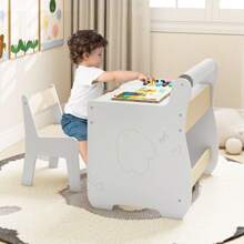 Kids Table And Chair Set Wooden Activity Desk And Chair Set-White - White - View 6