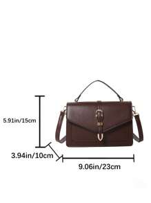 Spring Luxury Minimalist Small Square Bag, Fashionable Commuting Versatile PU Leather Crossbody Bag For Women - Brown - View 7