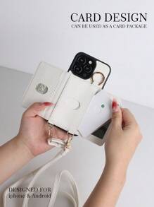 1 件钱包式手机壳带挂绳，斜挎皮革手机支架，防摔，适用于 Apple 17、17 Air、16e、15、14、13、12、11 Pro Max、14、15 Plus、Galaxy S21、S22、S23、S24、S25 Plus/Ultra、Pixel 5A 5G、6、7、8 Pro - 白色 - 查看 4