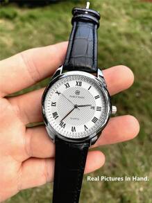 Pablo Raez 1件装男士休闲腕表，时尚商务腕表，不锈钢银色表壳，永不褪色，奢华原装，魅力十足。黑色柔软舒适的超细纤维皮革表带，手感极佳，罗马数字刻度，带日期显示，50米防水，顶级全新AAA级男士石英腕表。 - 銀色 - 查看 7