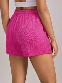VUTRU 1Pc Drawstring Waist Hot Pink Running Shorts Lightweight Daily Gym Workout Summer - Hot Pink - View 2