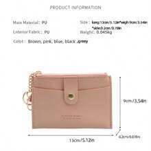 1pc Zipper PU Leather Card Holder, Cartoon Minimalist PU Coin Pouch, Multi-Function Mini Keychain Card Wallet, Suitable For Birthday, Valentine's Day Gift, Women For Women Wallet Mini Wallet Purse Wallet Small Wallet - Multicolor - View 5