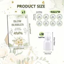 1 Set Wedding Bubble Bottle Party Favor Packs, Includes Wooden Blow Bubble Sign 50 Mini Bottles And 50 Stickers, Liquid Free For Weddings Babyshowers Birthdays Graduation And Valentine's Day Gifts - 1 Set - 查看 10