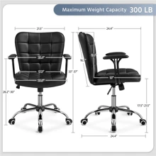 Modern Mid-Back Synthetic Leather Office Chair For Home Office - Black