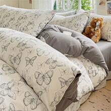 4 Peças Conjunto de Roupa de Cama (1 peça Capa de Edredon, 1 peça Lençol, 2 peças Fronhas Sem Enchimento), Conjunto de Roupa de Cama Macio e Aconchegante, Capa de Edredom Impressa em Padrão Floral Fofo, Opções de Tamanho Múltiplas, Destacável e Lavável, Adequado para Quarto e Hotel, Todas as Estações