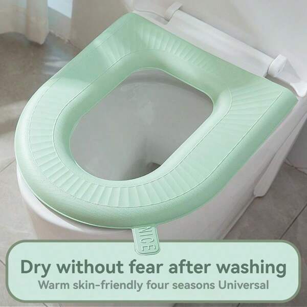 1pc EVA Waterproof Toilet Seat Cushion, Suitable For All Seasons, Winter Version, Adhesive & Washable Toilet Seat Cover