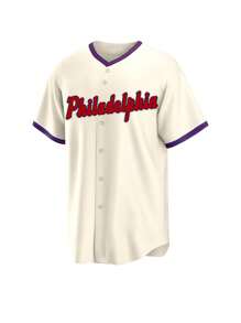 Men's Embroidery Baseball Jersey 3 Beige Casual Short Sleeve V-Neck Button T-Shirts Party Sports Top