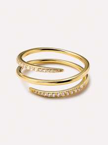 Leicht luxuriöser Abendschmuck, 925er Sterling Silber, spiralförmiges Design mit eingelassenen Zirkoniasteinen, vergoldet, verstellbarer Ring für Frauen, für den täglichen Gebrauch