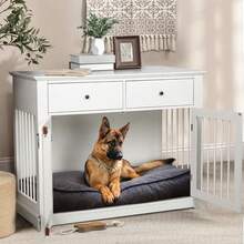 44 Inch Large Dog Crate Furniture, Indoor Dog Kennel With Storage Drawers, Decorative Pet Crates End Table Dog House, Christmas Thanksgiving Cyber Monday Gift