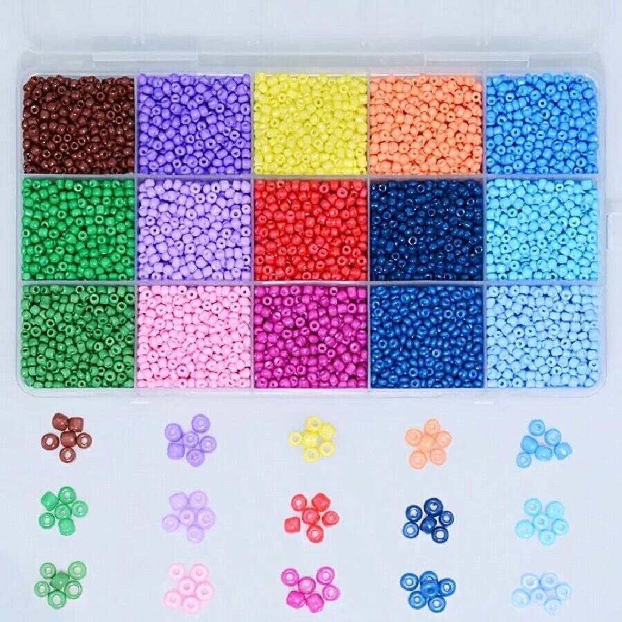 1 Set Of 15 Compartment Box With 15 Acrylic Glass Bead Colors, Suitable For Jewelry Making, DIY Fashion Bracelet & Necklace Craft Kit, Jewelry Making Set