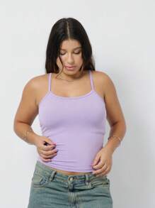 Aesthetic Moda Basic Strappy Tank Top - Lila Púrpura - Ver 1