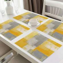 1/4/7 Placemat Table Runner, Turquoise Tablecloth, Teal, Yellow And Grey Tablecloth, Dresser Scarf, Abstract Art Table Tablecloth, Washable Rectangular Table Set Decoration, Suitable For Dining Room, Table Decoration, Wedding, Party Gathering, Daily Holiday Kitchen Banquet Table Decoration - Multicolor - View 7