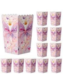 12pcs Colorful Butterfly Popcorn Box, French Fries Packaging Box, Popcorn Cardboard Box, Fried Chicken Fries Packaging Box, Baked Food Packaging Box, Pink Butterfly Popcorn Box, Wedding Party Party Packaging Box, Valentine's Day Party, Home Decor, Home Gifts - Multicolor - View 5