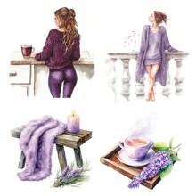 1 opakowanie Vintage Purple Series Wygodne naklejki dekoracyjne do domu do czytania, picia kawy, prowadzenia dziennika, cięcia DIY, notatnika, pamiętnika, albumu ze zdjęciami, artykułów szkolnych, dekoracyjnych naklejek - Fioletowy - Zobacz 10