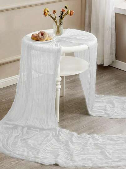 1st/2st Witte Geplooide Tafelloper, Transparant Rustiek Kaasdoek Tafelkleed, Opvouwbare Tafelloper Tafelkleed, Tafelkleed, Feestgunst, Verjaardagscadeaus Voor Verjaardagsdecoratie, Bruiloftsdecoratie, Vakantie Babe Shower Decor Woondecoratie Feestdecoratie Kamerdecoratie Tafeldecoratie Keukendecoratie Tafelkleed