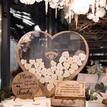 1 Set Of Wooden Heart/Butterfly Shaped Guestbook, Creative Wooden Sign-In Book For Wedding, Housewarming, Birthday, Bachelor Party, Graduation, Anniversary, Babyshower, Party Table Decoration, Romantic Event Decoration, Elegant Wedding Decorations And Wedding Gifts - No Electricity Required, Great For Christmas And New Year Events