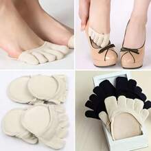 1/2 Pairs Women Anti-Friction Half Palm Five Toe Socks, Sweat Absorbing Sponge Padded, Breathable Half Palm High Heel Inserts
