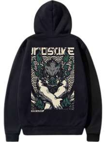 Inosuke Swordsman Sweatshirt Cold Weather Streetwear New Arrival Warm Cotton Coat Flannel Sweatshirt - Immediate Shipping