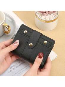 Women's Large Capacity Snap Fastener Coin Purse Foldable Multi-Function Clutch Bag With Multiple Zippers & Card Slots For Women Wallet Mini Wallet Purse Wallet Small Wallet - Black - View 4