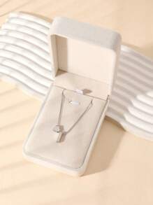 1 Fashion Simple Stainless Steel Love Letters Ladies Pendant Necklace Suitable For Ladies Daily Wear Holiday Dating Gift Jewellery Mother's Day Gift (With Gift Box)
