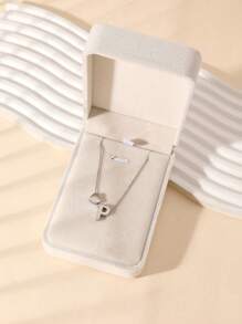 1 Fashion Simple Stainless Steel Love Letters Ladies Pendant Necklace Suitable For Ladies Daily Wear Holiday Dating Gift Jewellery Mother's Day Gift (With Gift Box)