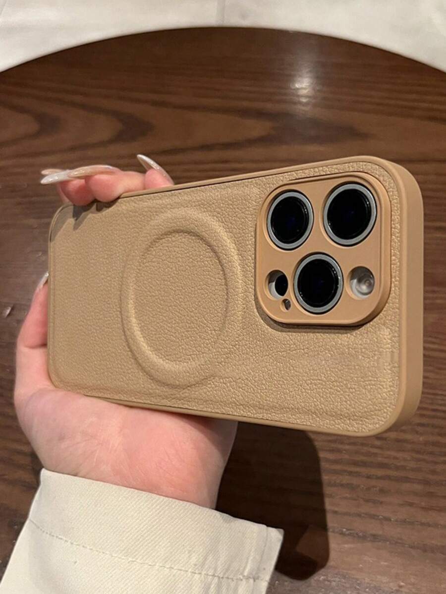 Luksusowe etui magnetyczne ze sztucznej skóry z ładowaniem bezprzewodowym kompatybilne z iPhone 16 15 14 13 12 Pro Max Plus Miękki silikonowy pokrowiec odporny na wstrząsy - Czarne - Zobacz 1