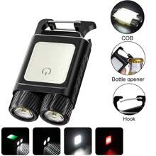 1 pieza Linterna LED mini portátil y multifunción - 6 modos de iluminación + luz lateral COB, 500 lúmenes ultra brillante, batería de carga rápida Tipo-C de larga duración, resistente al agua IPX5, gancho magnético colgante, esencial para aventuras al aire libre/acampada/hogar/emergencias