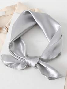 1pc Women Solid Color Imitation Silk Satin Scarf, Minimalist Elegant Versatile Square Neck Scarf/Head Scarf Suitable For Daily Outings, Dates, Dinners, Gatherings For Dress - Multicolor - View 9