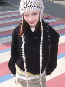 OUTTA BOX Single-Breasted Pocket Long Sleeve Stand Collar Drop Shoulder Solid Color Wool Blend Baseball Jacket, Fashionable & Elegant Casual Suitable For Home, Daily Wear, Party, Autumn/Winter, Christmas, New Year