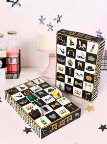 5pcs/1pc Black & Gold Themed Funny Poke Poke Surprise Blind Box, Party Atmosphere Decor 24 Slot Poke Poke Toy Gift Packaging Box, Wedding, Birthday, Anniversary & Holiday 24-Day Countdown Surprise Gift Box, Suitable For Birthday Party, Mother's Day, Summer Wedding, Father's Day, Graduation Season, Retirement Party, Daily & Holiday Party - Black and Gold Theme Hole Music Blind Box - View 8