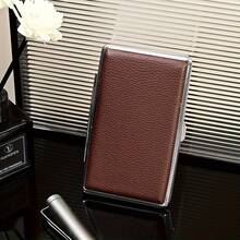 1PC Slim Extended Cigarette Case For 20 Cigarettes 5.5mm Fashion Metal Leather Ultra-Thin Flip Cover Cigarette Case - 1件 粉紅色 - 查看 6