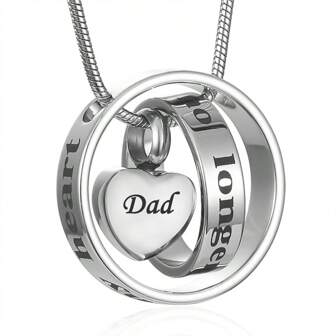 1 件不锈钢心形骨灰盒吊坠项链，时尚纪念珠宝，用于存放骨灰，男女通用火葬项链，带漏斗填充配件