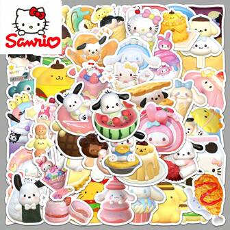 Sanrio Sanrio 100pcs/50pcs/10pcs Cartoon Cute Gurashi Waterproof Stickers, Mobile Phone Stickers, Water Cup/Mobile Phone DIY Stickers, Skateboard Stickers, Luggage Stickers, Refrigerator Stickers, Stationery Stickers And Other Decorations