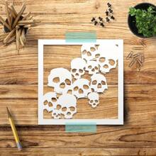 1pc Skulls Reusable Stencil For Painting On Wood, Wall, Furniture, Airbrush Drawing Template DIY Crafts,Back To School,School Supplies - 6*6inch - View 6