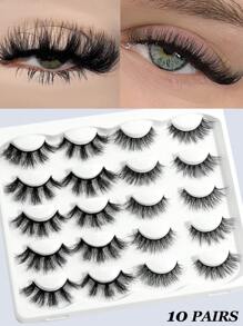 Happy Butterfly 10 Pairs Manga Lashes Faux Mink Eyelashes Cat Eye Eyelashes Natural Full False Eyelashes Travel Essentials Makeup Tools - 眼尾拉長款 - View 6