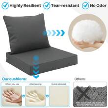 Outdoor Seat Cushion Set Waterproof & Fade-Resistant Patio Chair Cushions With Removable Cover, Deep Seat & Back Cushion Outdoor Patio Furniture Non-Slip Straps & Handle For Garden, Deck, Porch, Sofa Chair Cushion Set - Xám - Xem 6